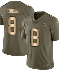 Marvelous Vikings #8 Kirk Cousins Olive/Gold Men's Stitched NFL Limited 2017 Salute To Service Jersey