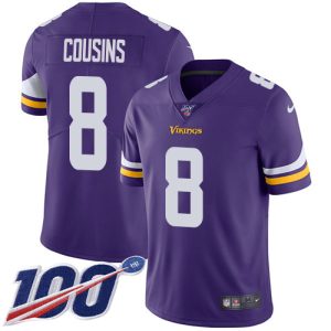 Superior Vikings #8 Kirk Cousins Purple Team Color Men's Stitched NFL 100th Season Vapor Limited Jersey