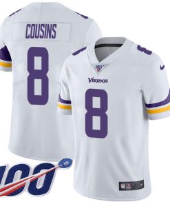 Outstanding Vikings #8 Kirk Cousins White Men's Stitched NFL 100th Season Vapor Limited Jersey