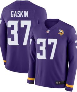 Premium Vikings #37 Myles Gaskin Purple Team Color Men's Stitched NFL Limited Therma Long Sleeve Jersey