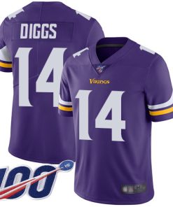 Exceptional Vikings #14 Stefon Diggs Purple Team Color Men's Stitched NFL 100th Season Vapor Limited Jersey