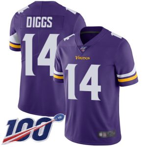 Exceptional Vikings #14 Stefon Diggs Purple Team Color Men's Stitched NFL 100th Season Vapor Limited Jersey