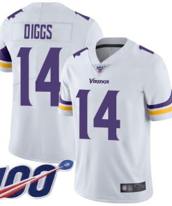 Exquisite Vikings #14 Stefon Diggs White Men's Stitched NFL 100th Season Vapor Limited Jersey