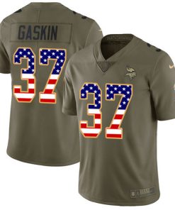 Finest Vikings #37 Myles Gaskin Olive/USA Flag Men's Stitched NFL Limited 2017 Salute To Service Jersey