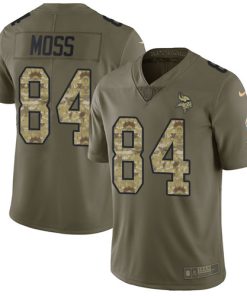 High quality Vikings #84 Randy Moss Olive/Camo Men's Stitched NFL Limited 2017 Salute To Service Jersey