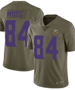 Exceptional Vikings #84 Randy Moss Olive Men's Stitched NFL Limited 2017 Salute To Service Jersey