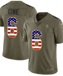 Marvelous Vikings #6 Lewis Cine Olive/USA Flag Men's Stitched NFL Limited 2017 Salute To Service Jersey