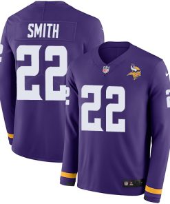 High quality Vikings #22 Harrison Smith Purple Team Color Men's Stitched NFL Limited Therma Long Sleeve Jersey