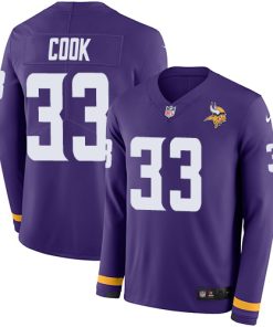 High quality Vikings #33 Dalvin Cook Purple Team Color Men's Stitched NFL Limited Therma Long Sleeve Jersey