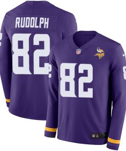 Outstanding Vikings #82 Kyle Rudolph Purple Team Color Men's Stitched NFL Limited Therma Long Sleeve Jersey