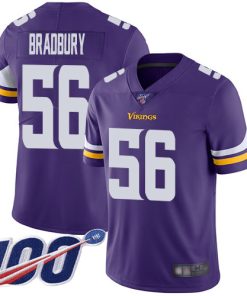 Outstanding Vikings #56 Garrett Bradbury Purple Team Color Men's Stitched NFL 100th Season Vapor Limited Jersey