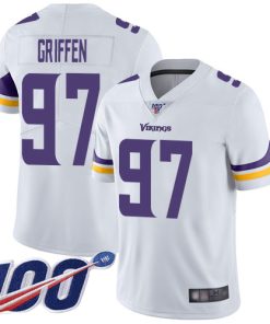 Gorgeous Vikings #97 Everson Griffen White Men's Stitched NFL 100th Season Vapor Limited Jersey