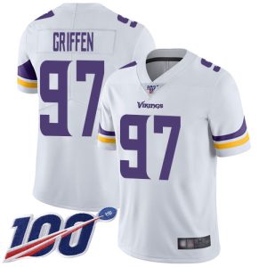 Gorgeous Vikings #97 Everson Griffen White Men's Stitched NFL 100th Season Vapor Limited Jersey