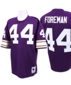 Outstanding Mitchell and Ness Vikings #44 Chuck Foreman Purple Stitched Throwback NFL Jersey
