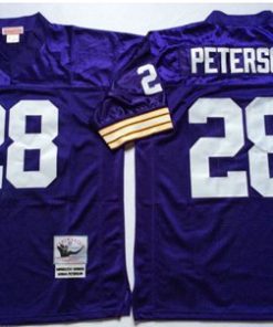 Finest Mitchell And Ness Vikings #28 Adrian Peterson Purple Throwback Stitched NFL Jersey