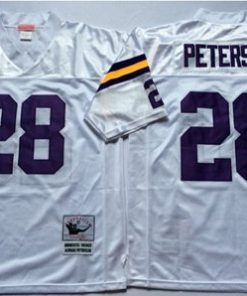 Premium Mitchell And Ness Vikings #28 Adrian Peterson White Throwback Stitched NFL Jersey