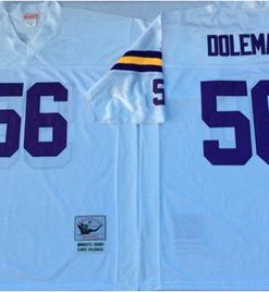 Marvelous Mitchell And Ness Vikings #56 Chris Doleman White Throwback Stitched NFL Jersey