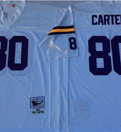High quality Mitchell And Ness Vikings #80 Cris Carter White Throwback Stitched NFL Jersey